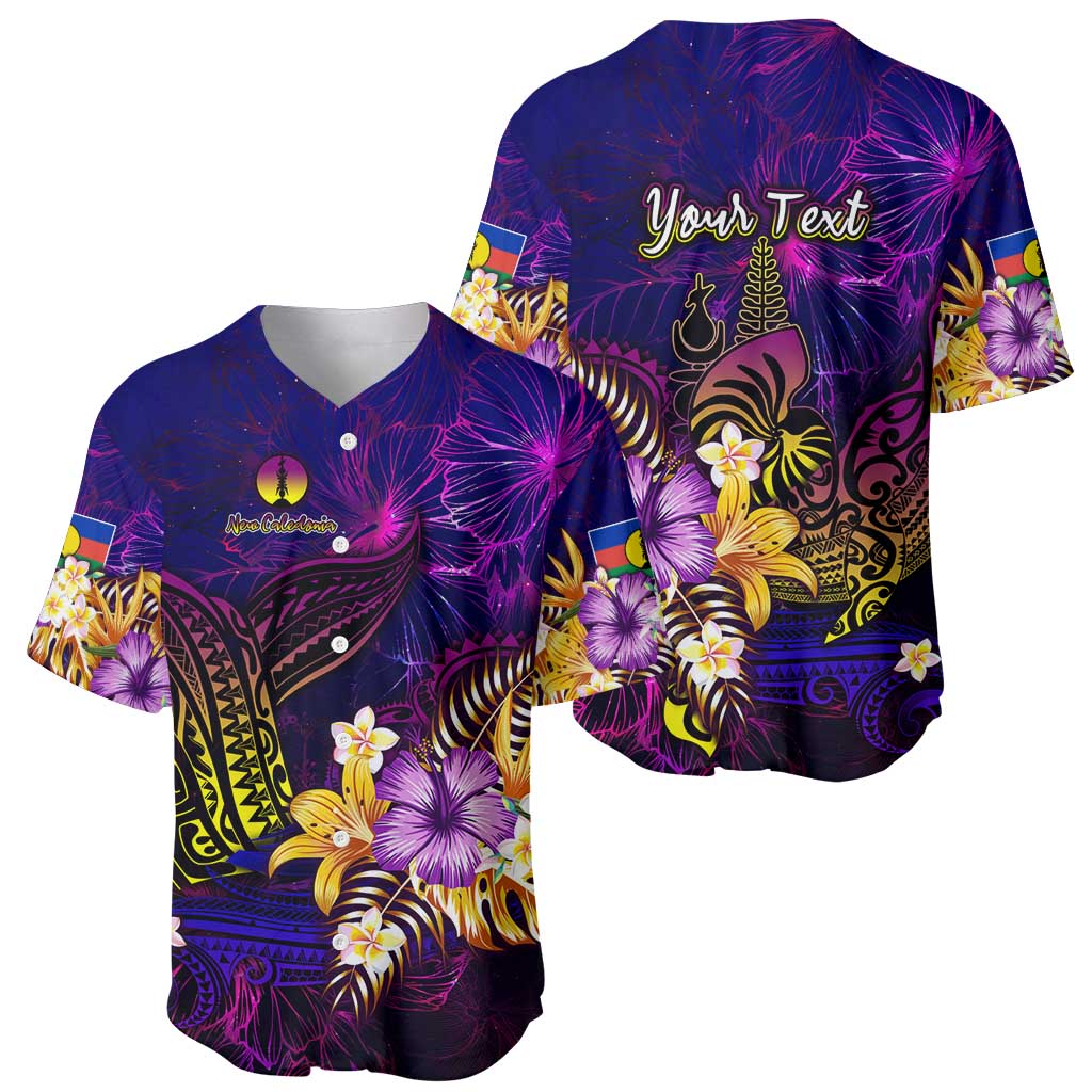 New Caledonia Baseball Jersey Whale Hibiscus Polynesian DT02 - Polynesian Pride