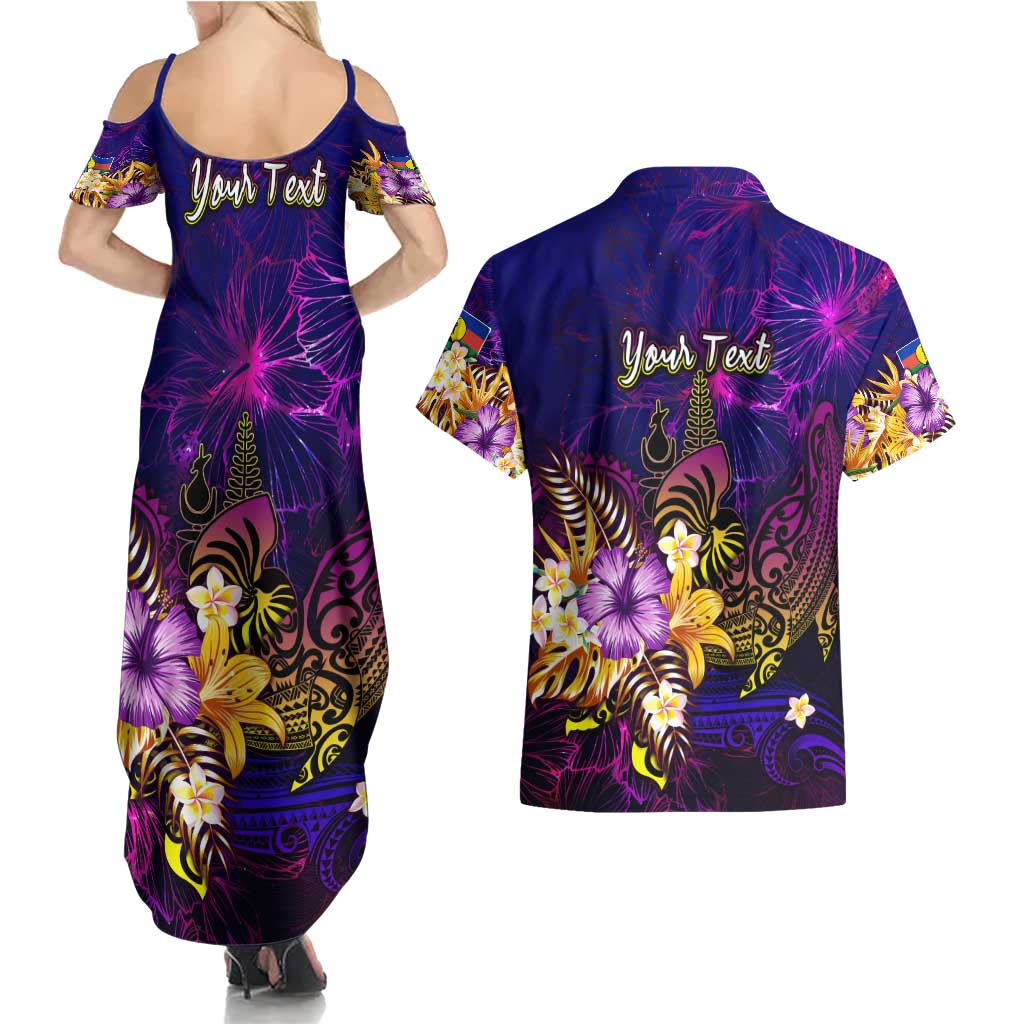 New Caledonia Couples Matching Summer Maxi Dress and Hawaiian Shirt Whale Hibiscus Polynesian DT02 - Polynesian Pride