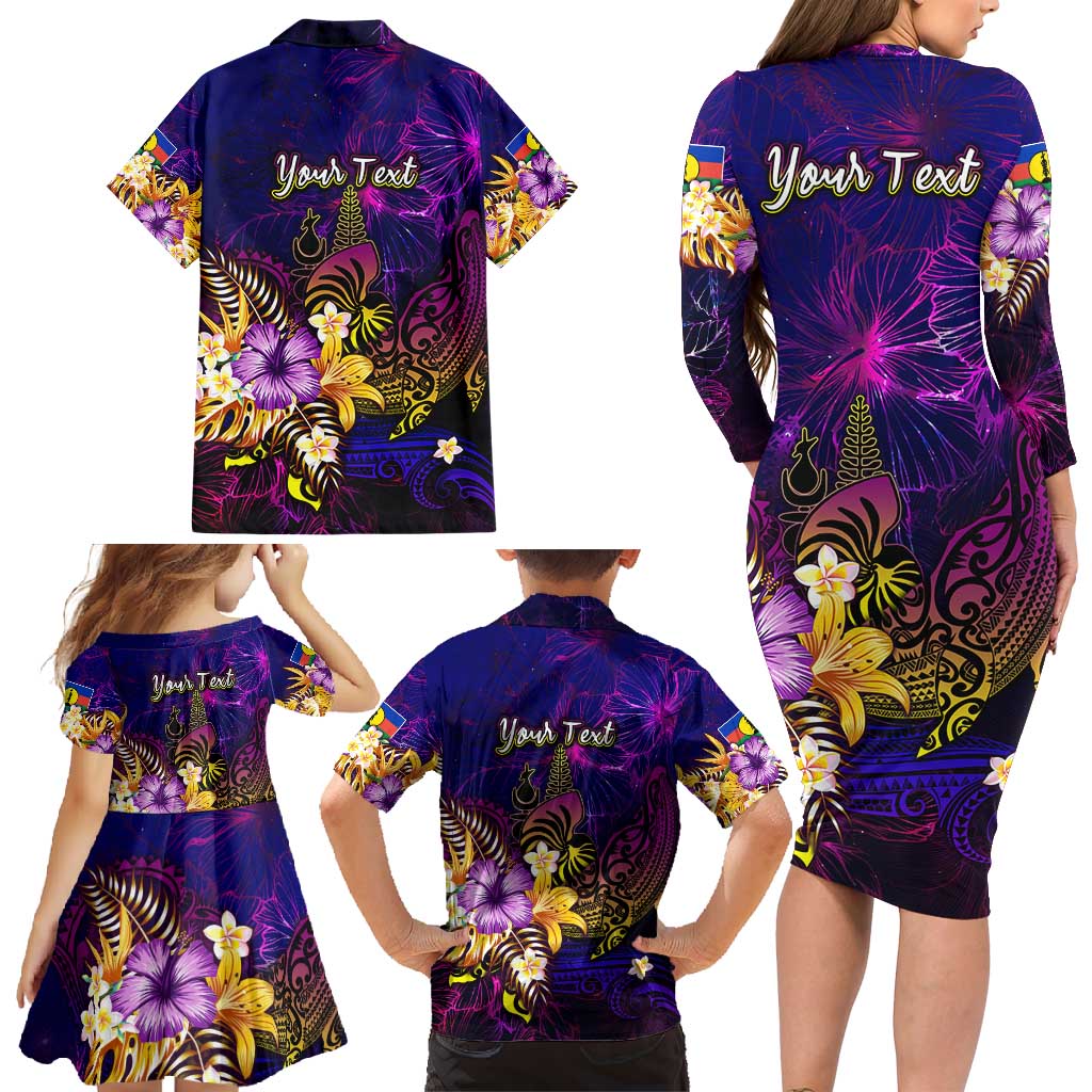 New Caledonia Family Matching Long Sleeve Bodycon Dress and Hawaiian Shirt Whale Hibiscus Polynesian DT02 - Polynesian Pride