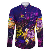 New Caledonia Family Matching Off The Shoulder Long Sleeve Dress and Hawaiian Shirt Whale Hibiscus Polynesian