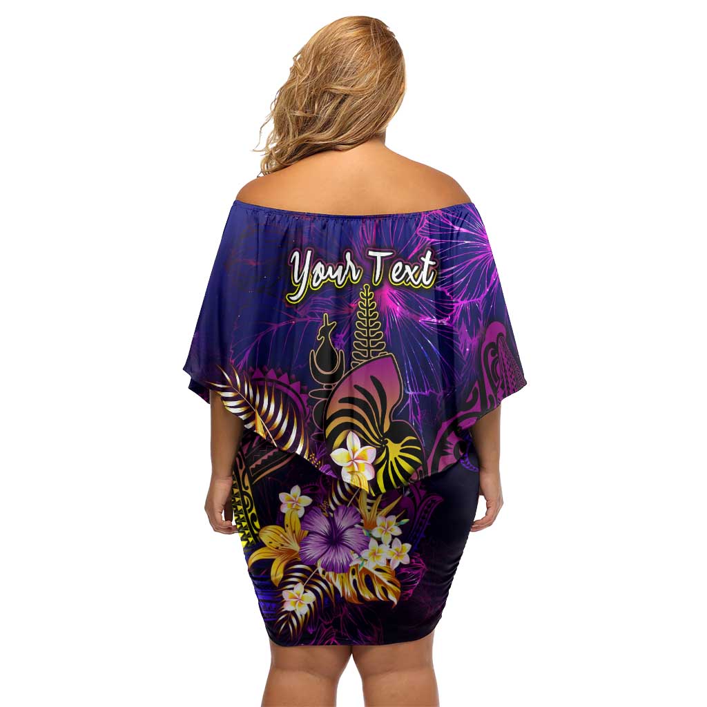 New Caledonia Family Matching Off Shoulder Short Dress and Hawaiian Shirt Whale Hibiscus Polynesian