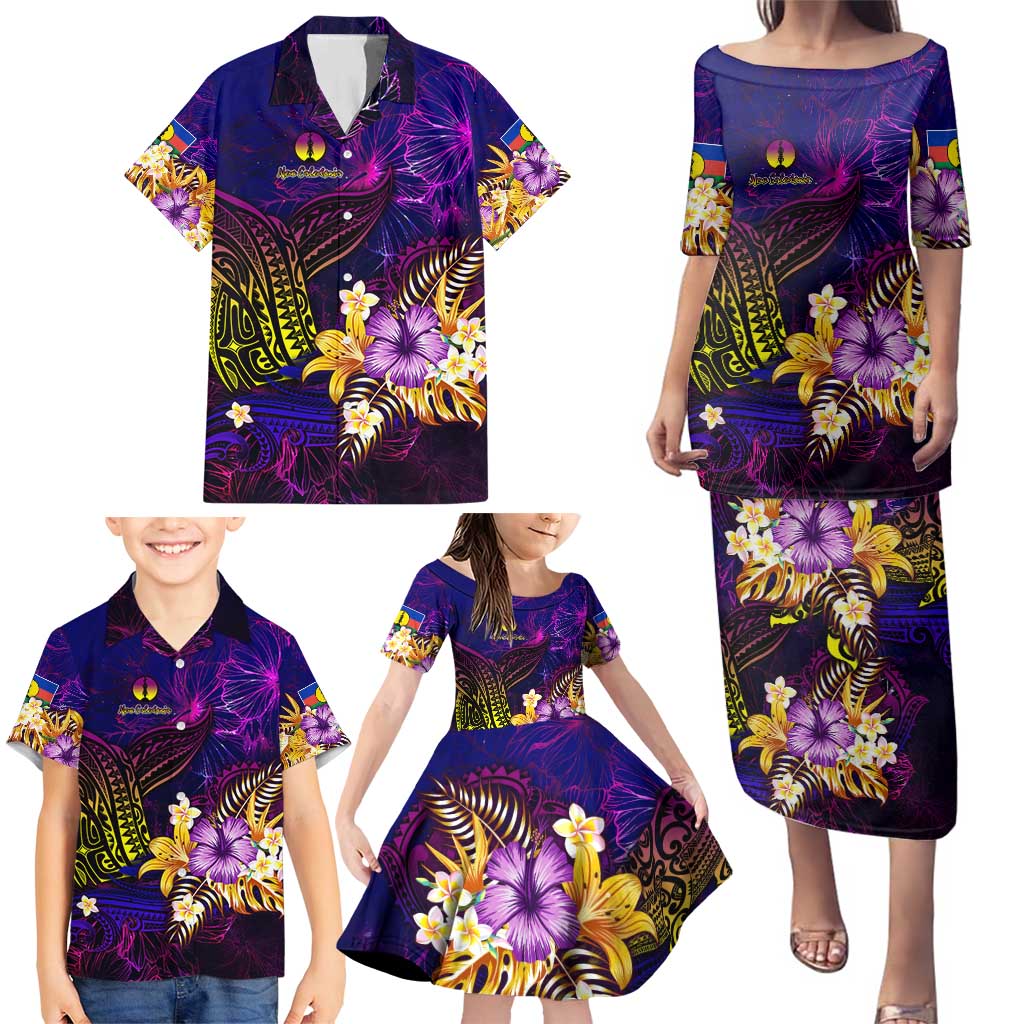 New Caledonia Family Matching Puletasi and Hawaiian Shirt Whale Hibiscus Polynesian DT02 - Polynesian Pride