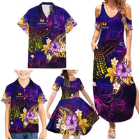 New Caledonia Family Matching Summer Maxi Dress and Hawaiian Shirt Whale Hibiscus Polynesian