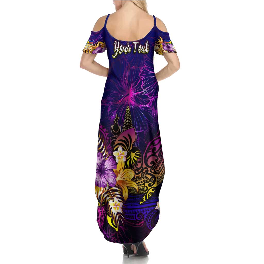 New Caledonia Family Matching Summer Maxi Dress and Hawaiian Shirt Whale Hibiscus Polynesian