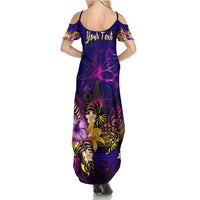 New Caledonia Family Matching Summer Maxi Dress and Hawaiian Shirt Whale Hibiscus Polynesian