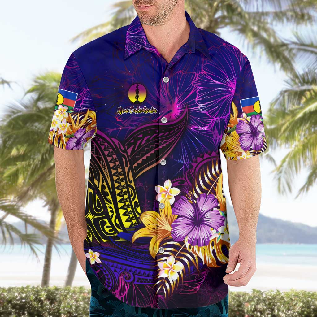 New Caledonia Hawaiian Shirt Whale Hibiscus Polynesian