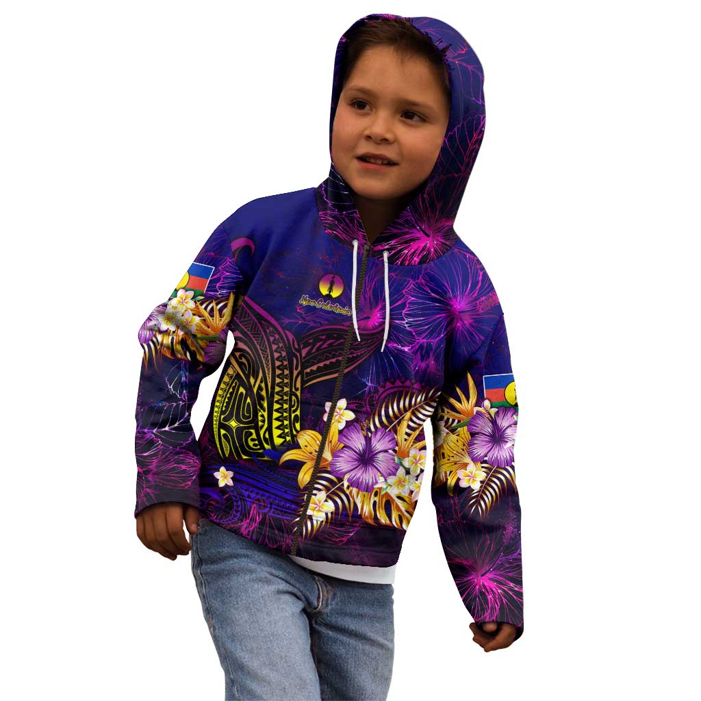 New Caledonia Kid Hoodie Whale Hibiscus Polynesian