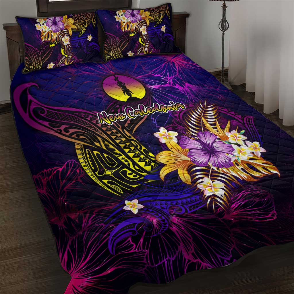 New Caledonia Quilt Bed Set Whale Hibiscus Polynesian