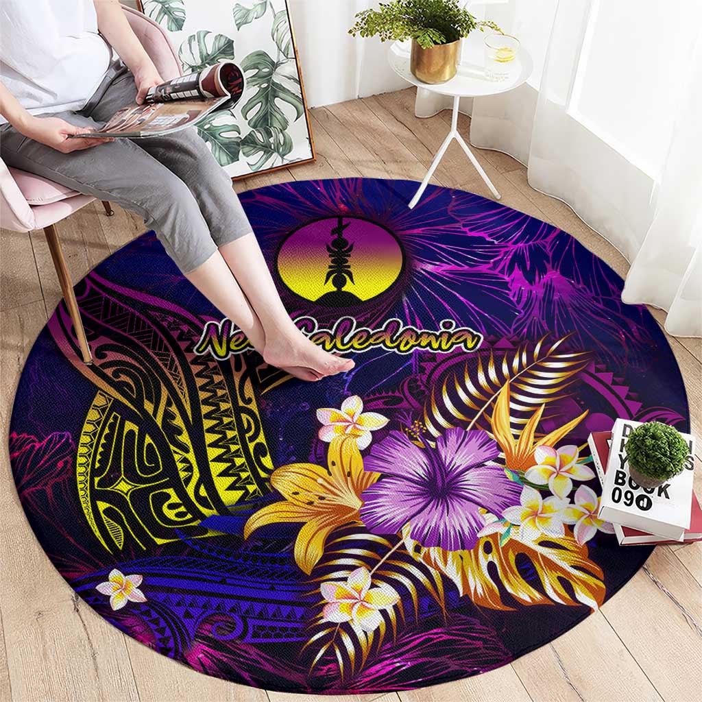 New Caledonia Round Carpet Whale Hibiscus Polynesian