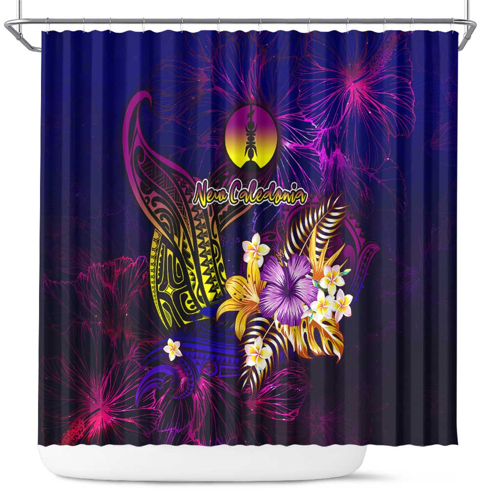 New Caledonia Shower Curtain Whale Hibiscus Polynesian