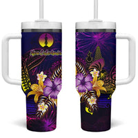 New Caledonia Tumbler With Handle Whale Hibiscus Polynesian DT02 One Size: 40 oz Purple - Polynesian Pride