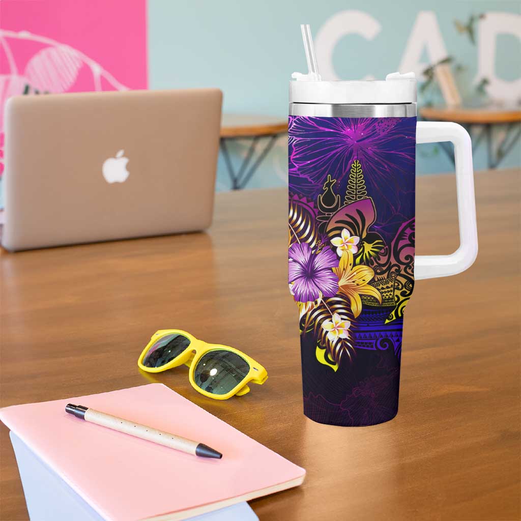 New Caledonia Tumbler With Handle Whale Hibiscus Polynesian DT02 - Polynesian Pride