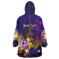New Caledonia Wearable Blanket Hoodie Whale Hibiscus Polynesian