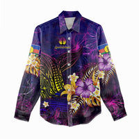 New Caledonia Women Casual Shirt Whale Hibiscus Polynesian DT02 - Polynesian Pride