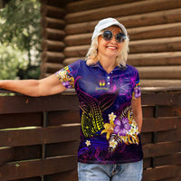 New Caledonia Women Polo Shirt Whale Hibiscus Polynesian