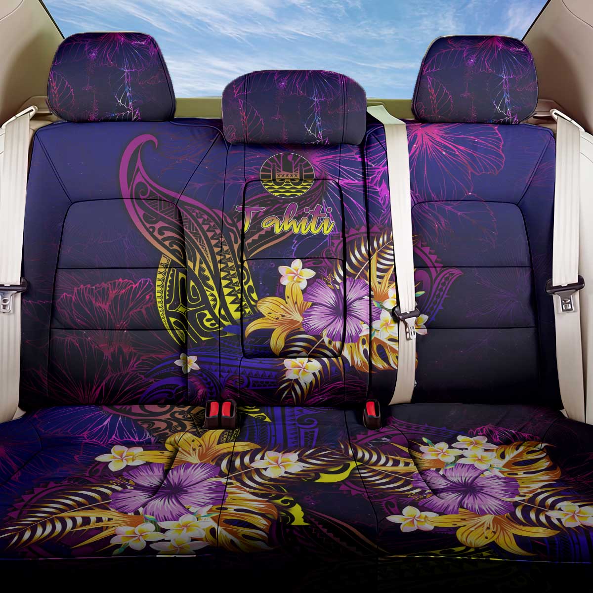 Tahiti French Polynesia Back Car Seat Cover Whale Hibiscus Polynesian