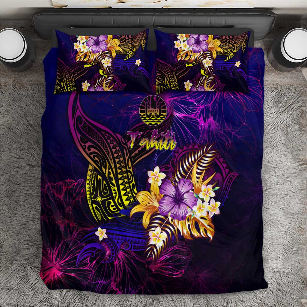 Tahiti French Polynesia Bedding Set Whale Hibiscus Polynesian DT02 Purple - Polynesian Pride