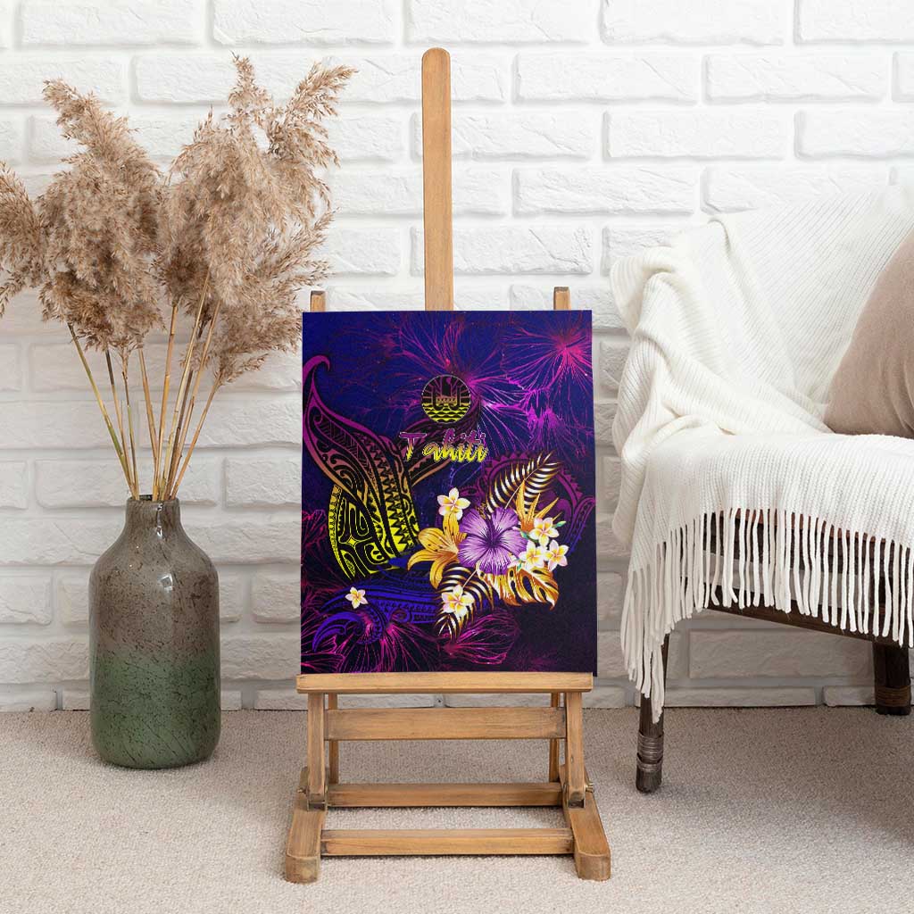 Tahiti French Polynesia Canvas Wall Art Whale Hibiscus Polynesian