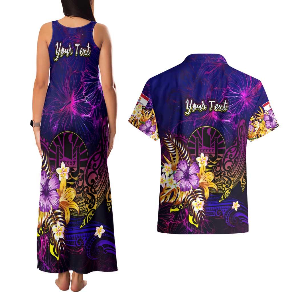 Tahiti French Polynesia Couples Matching Tank Maxi Dress and Hawaiian Shirt Whale Hibiscus Polynesian DT02 - Polynesian Pride