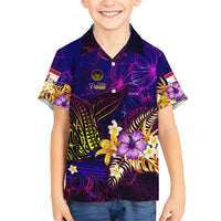 Tahiti French Polynesia Family Matching Long Sleeve Bodycon Dress and Hawaiian Shirt Whale Hibiscus Polynesian DT02 Son's Shirt Purple - Polynesian Pride