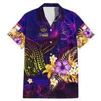 Tahiti French Polynesia Family Matching Mermaid Dress and Hawaiian Shirt Whale Hibiscus Polynesian DT02 Dad's Shirt - Short Sleeve Purple - Polynesian Pride