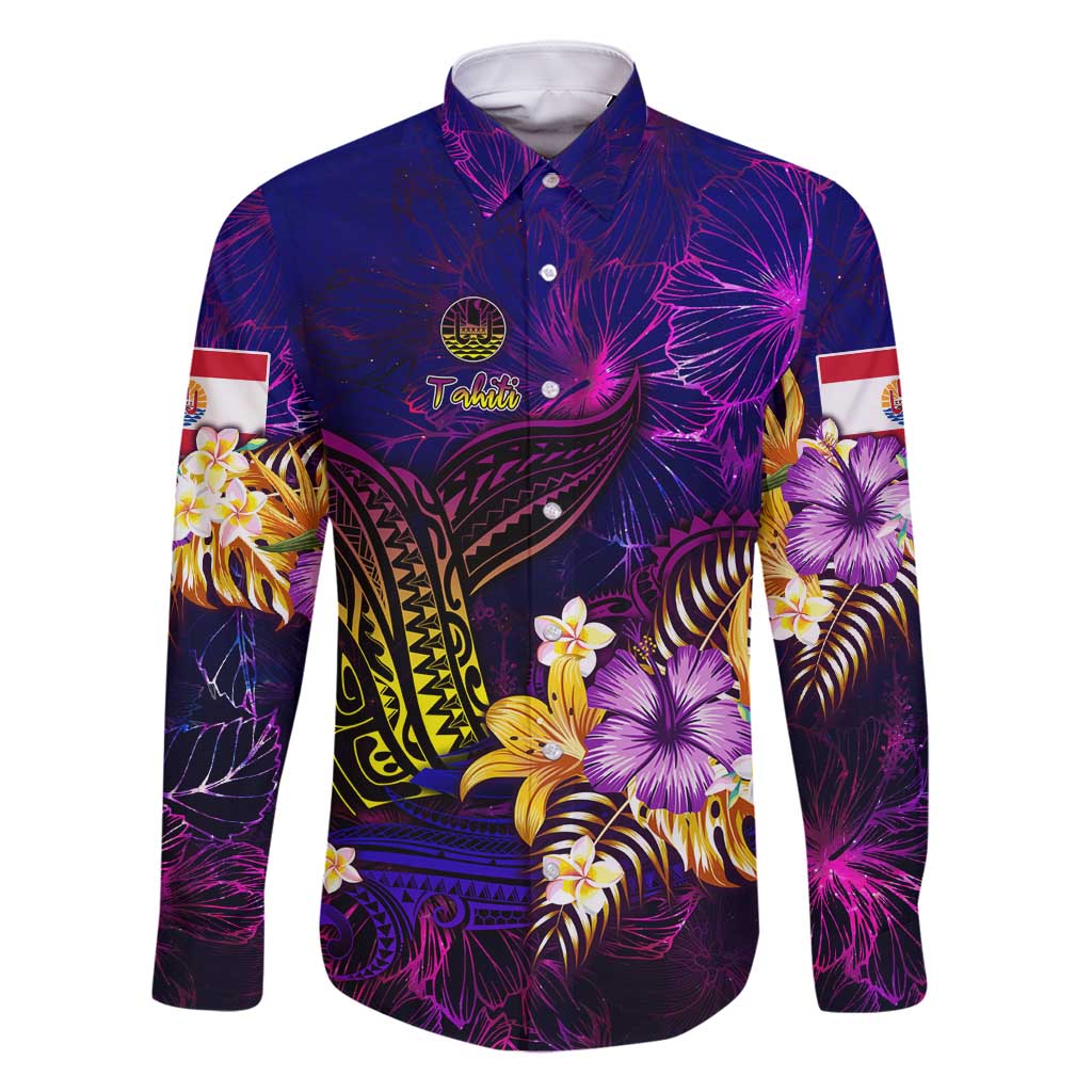 Tahiti French Polynesia Family Matching Off Shoulder Maxi Dress and Hawaiian Shirt Whale Hibiscus Polynesian