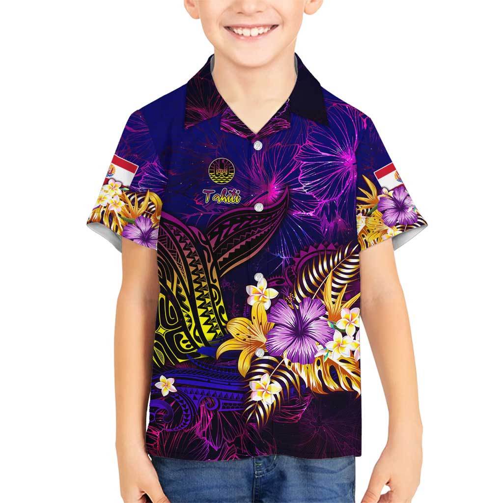 Tahiti French Polynesia Family Matching Puletasi and Hawaiian Shirt Whale Hibiscus Polynesian