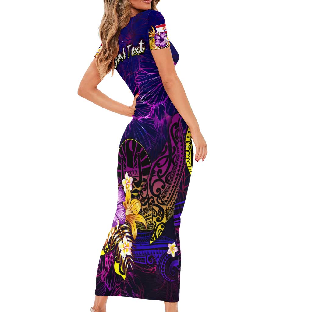 Tahiti French Polynesia Family Matching Short Sleeve Bodycon Dress and Hawaiian Shirt Whale Hibiscus Polynesian DT02 - Polynesian Pride