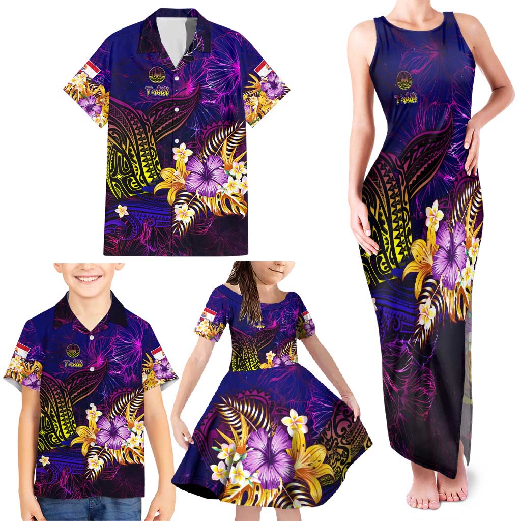 Tahiti French Polynesia Family Matching Tank Maxi Dress and Hawaiian Shirt Whale Hibiscus Polynesian DT02 - Polynesian Pride