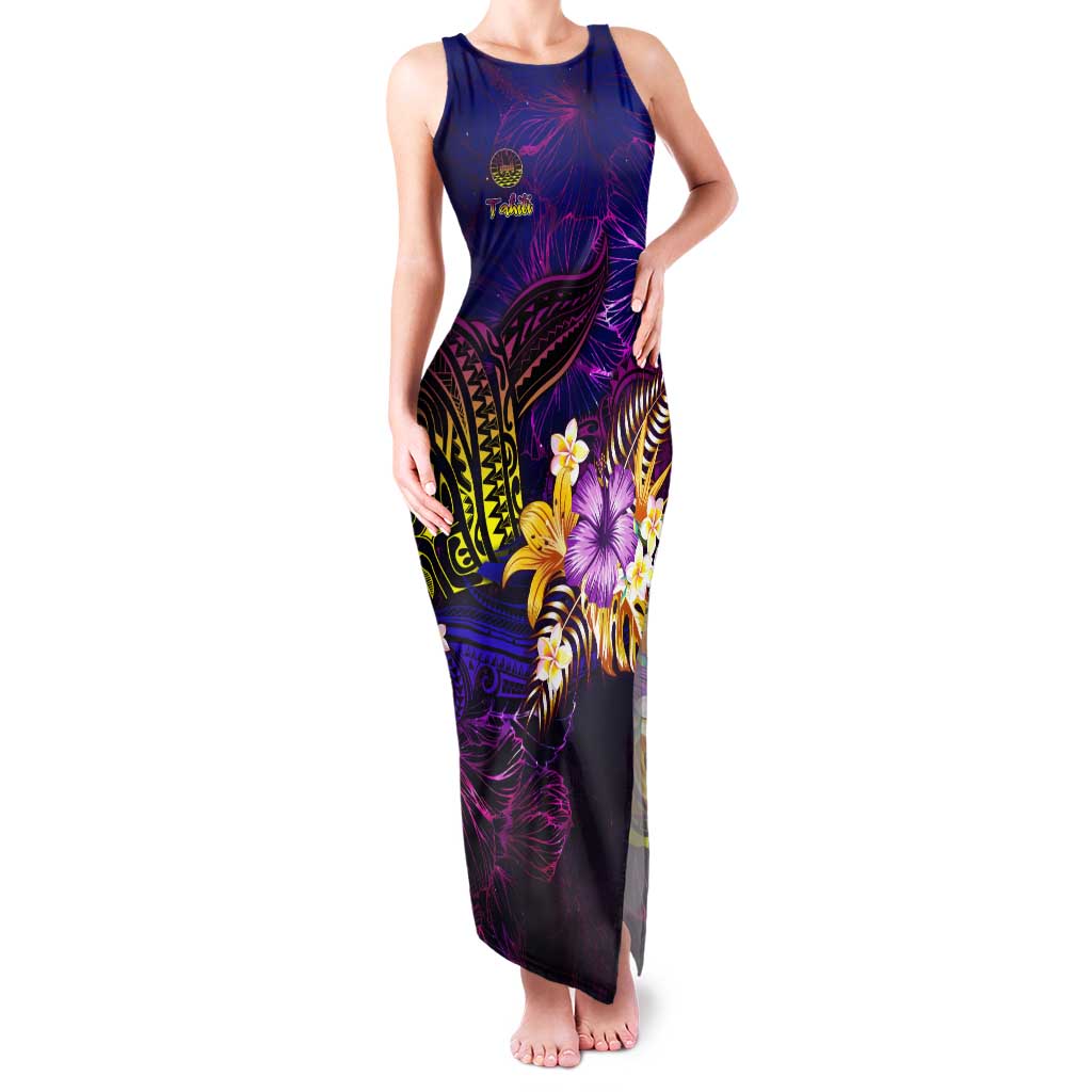 Tahiti French Polynesia Family Matching Tank Maxi Dress and Hawaiian Shirt Whale Hibiscus Polynesian DT02 Mom's Dress Purple - Polynesian Pride