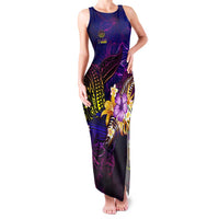 Tahiti French Polynesia Family Matching Tank Maxi Dress and Hawaiian Shirt Whale Hibiscus Polynesian DT02 Mom's Dress Purple - Polynesian Pride