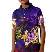 Tahiti French Polynesia Kid Polo Shirt Whale Hibiscus Polynesian DT02 Kid Purple - Polynesian Pride