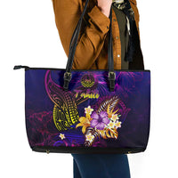 Tahiti French Polynesia Leather Tote Bag Whale Hibiscus Polynesian DT02 - Polynesian Pride