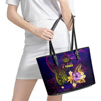 Tahiti French Polynesia Leather Tote Bag Whale Hibiscus Polynesian DT02 - Polynesian Pride