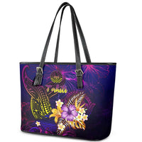 Tahiti French Polynesia Leather Tote Bag Whale Hibiscus Polynesian DT02 - Polynesian Pride