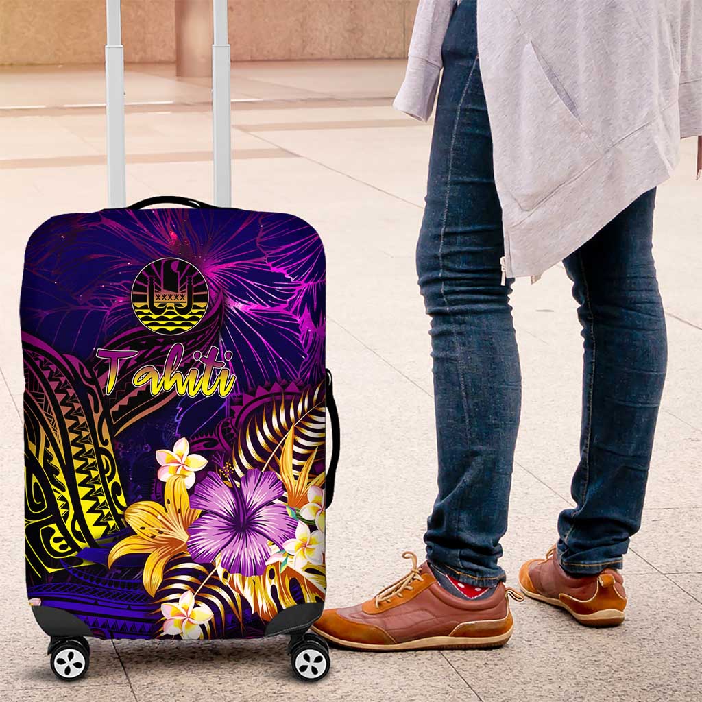 Tahiti French Polynesia Luggage Cover Whale Hibiscus Polynesian