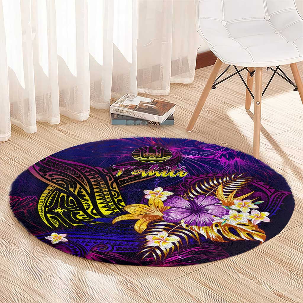 Tahiti French Polynesia Round Carpet Whale Hibiscus Polynesian DT02 - Polynesian Pride
