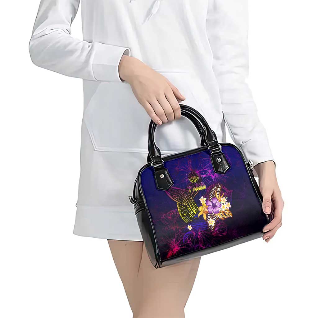 Tahiti French Polynesia Shoulder Handbag Whale Hibiscus Polynesian DT02 - Polynesian Pride