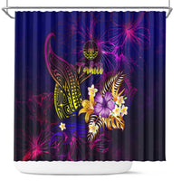 Tahiti French Polynesia Shower Curtain Whale Hibiscus Polynesian DT02 Purple - Polynesian Pride