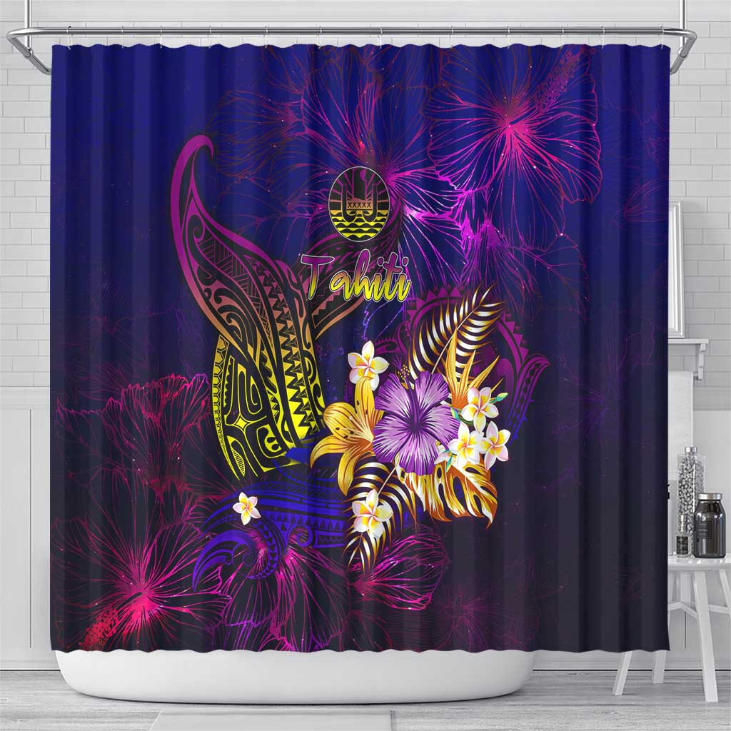 Tahiti French Polynesia Shower Curtain Whale Hibiscus Polynesian DT02 - Polynesian Pride