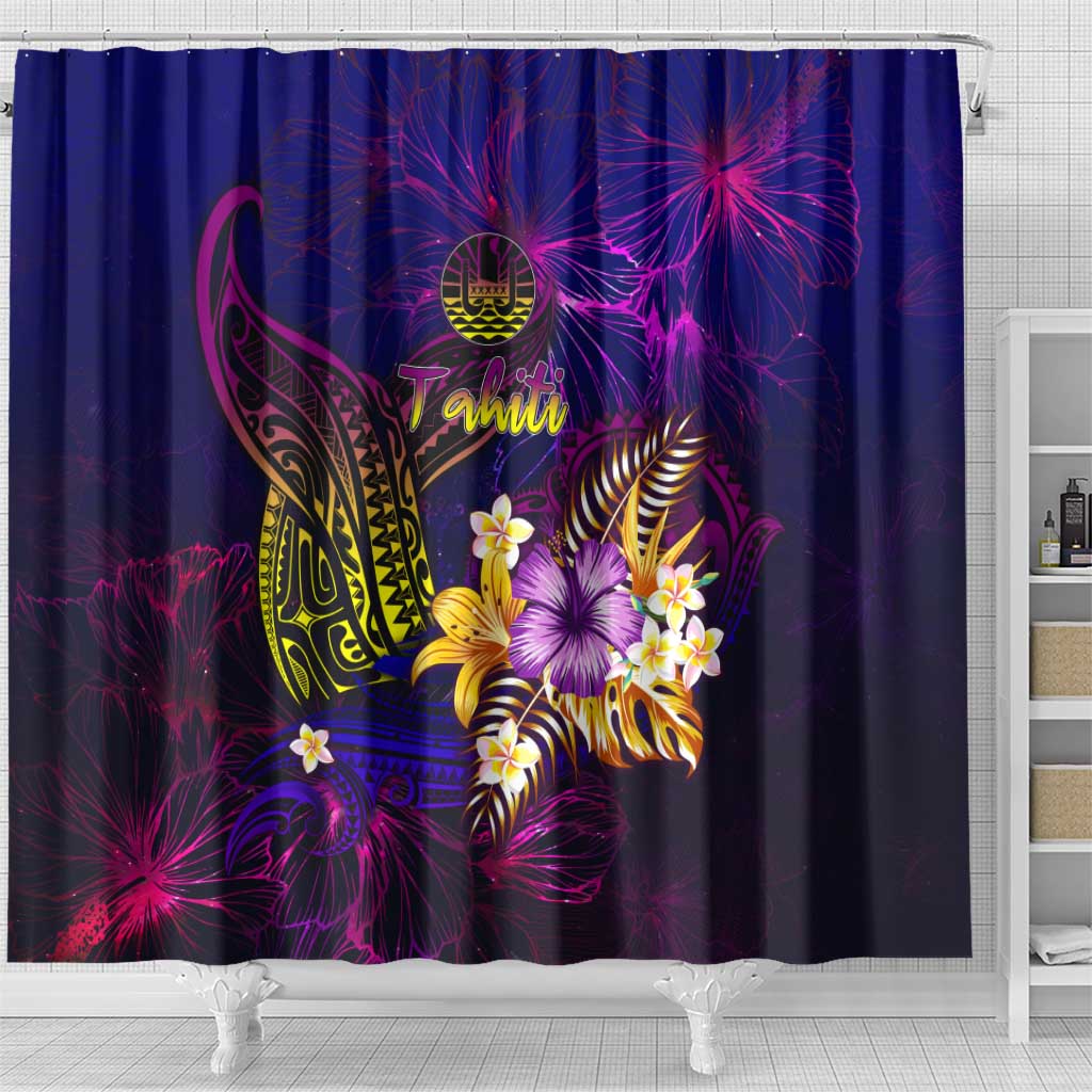Tahiti French Polynesia Shower Curtain Whale Hibiscus Polynesian DT02 - Polynesian Pride