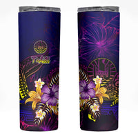 Tahiti French Polynesia Skinny Tumbler Whale Hibiscus Polynesian DT02 Purple - Polynesian Pride