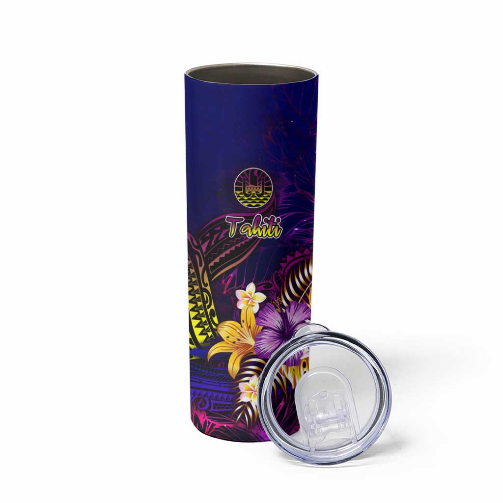Tahiti French Polynesia Skinny Tumbler Whale Hibiscus Polynesian DT02 - Polynesian Pride