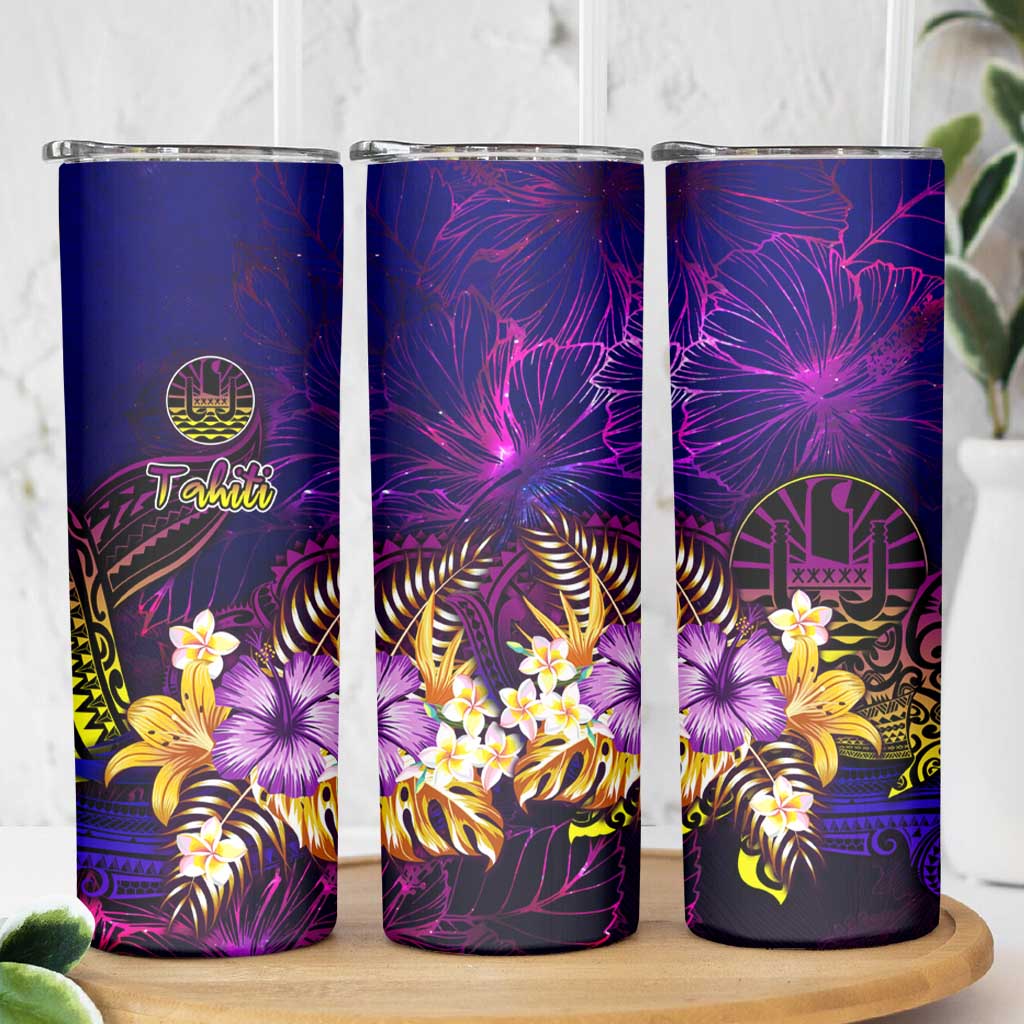 Tahiti French Polynesia Skinny Tumbler Whale Hibiscus Polynesian DT02 - Polynesian Pride