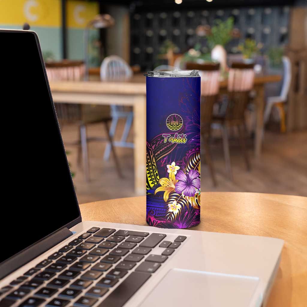 Tahiti French Polynesia Skinny Tumbler Whale Hibiscus Polynesian DT02 - Polynesian Pride
