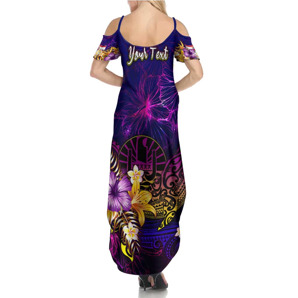 Tahiti French Polynesia Summer Maxi Dress Whale Hibiscus Polynesian