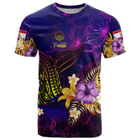 Tahiti French Polynesia T Shirt Whale Hibiscus Polynesian DT02 Purple - Polynesian Pride