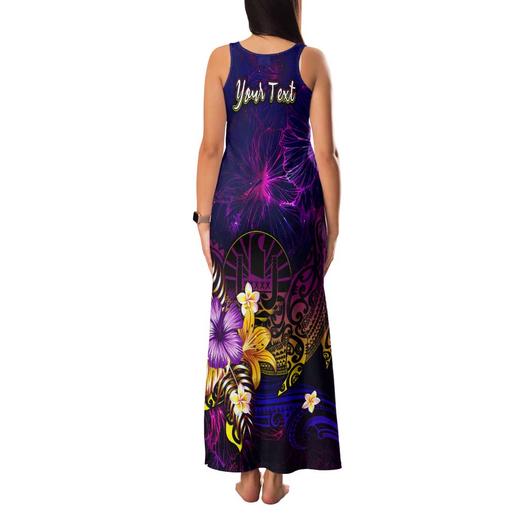 Tahiti French Polynesia Tank Maxi Dress Whale Hibiscus Polynesian
