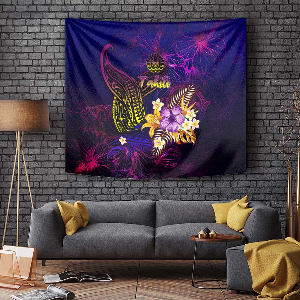 Tahiti French Polynesia Tapestry Whale Hibiscus Polynesian DT02 Purple - Polynesian Pride