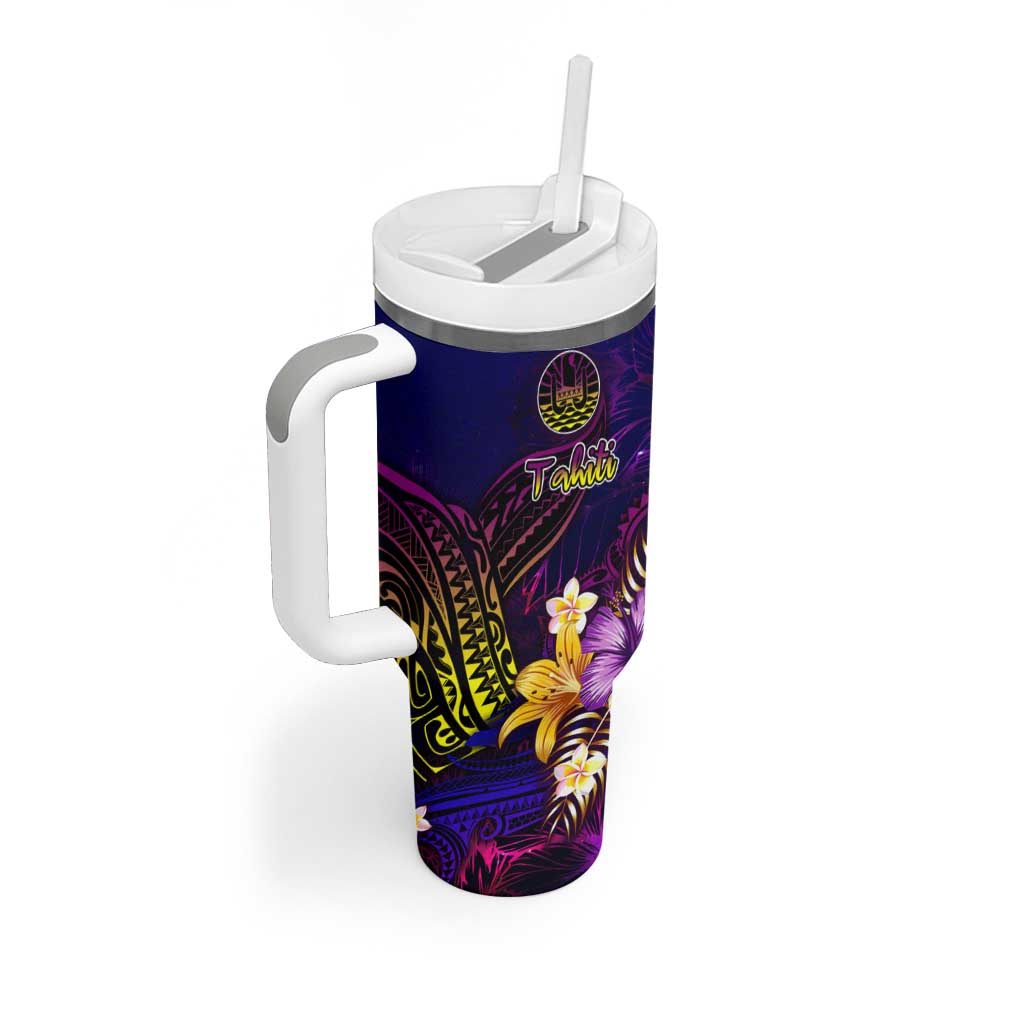 Tahiti French Polynesia Tumbler With Handle Whale Hibiscus Polynesian DT02 - Polynesian Pride